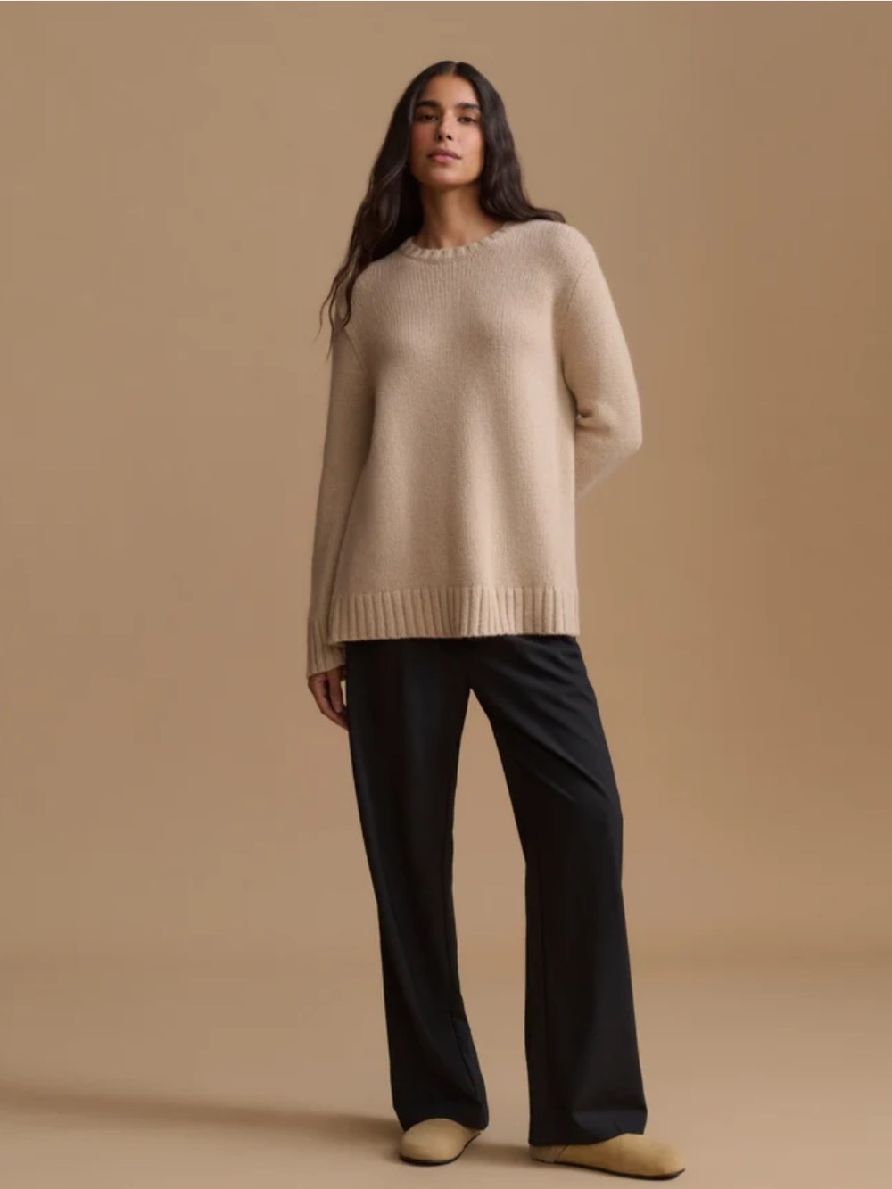 Jenni Kayne Cashmere Amelia Crewneck in Warm Sand